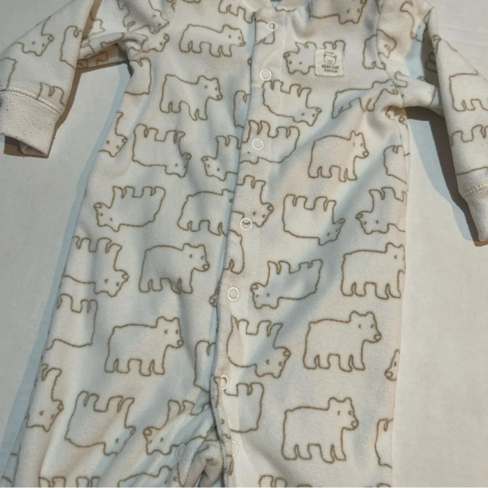 Carter's‎ Cream and Brown Bear Cub Print Footie 9 Months